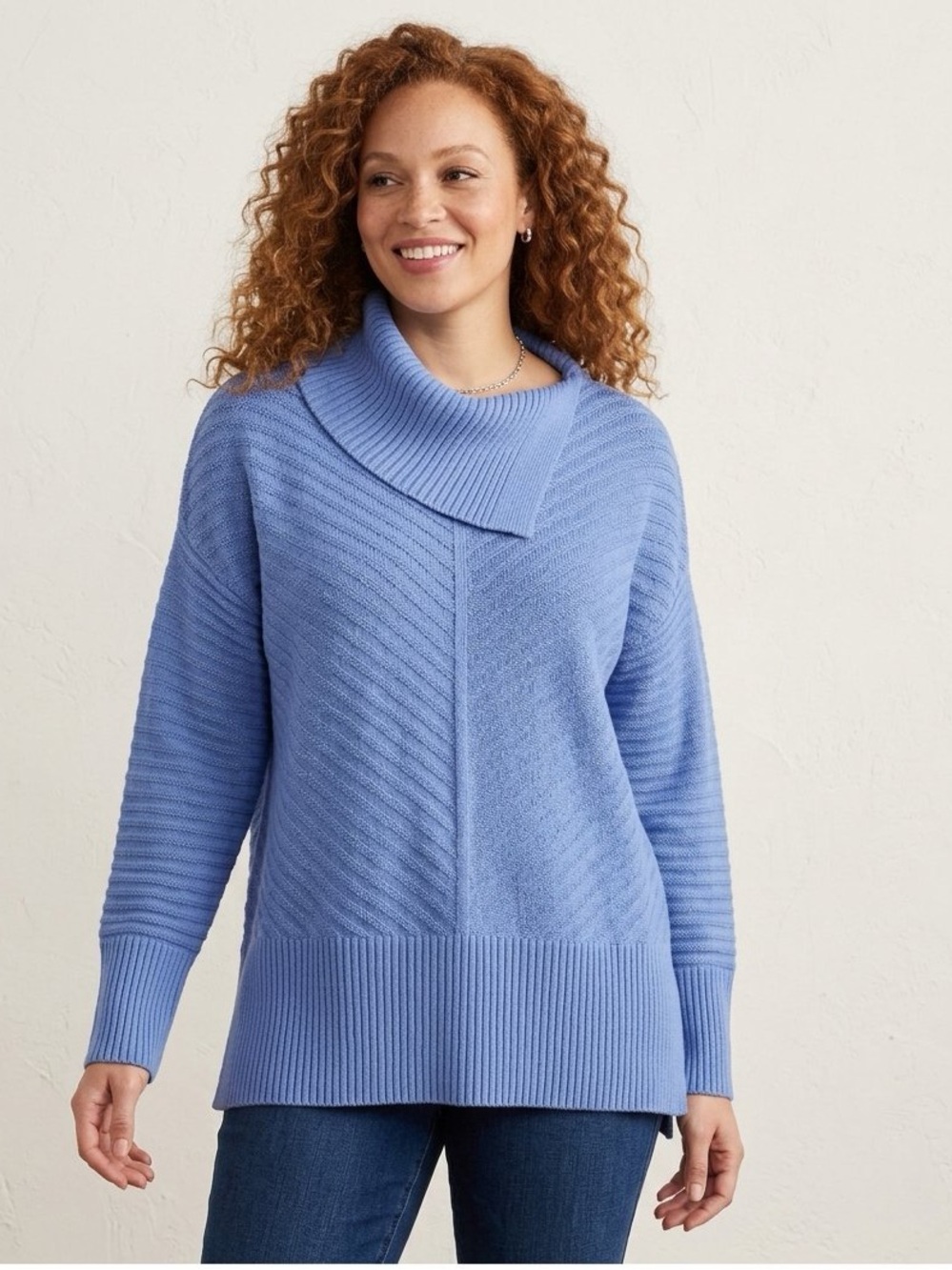 Periwinkle Blue Ribbed Sweater with Envelope-Neck by Style & Co NWT